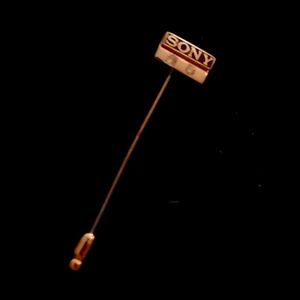 Vintage 10k gold SONY 2 diamond stick pin •Employee Award•